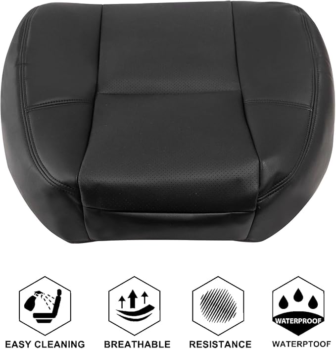 NLQR Front Both Sides Bottom & Back Replacement Seat Covers Black Perforated Microfiber Leather Compatible with Cadillac Escalade 2007 2008 2009 2010 2011 2012 2013 2014