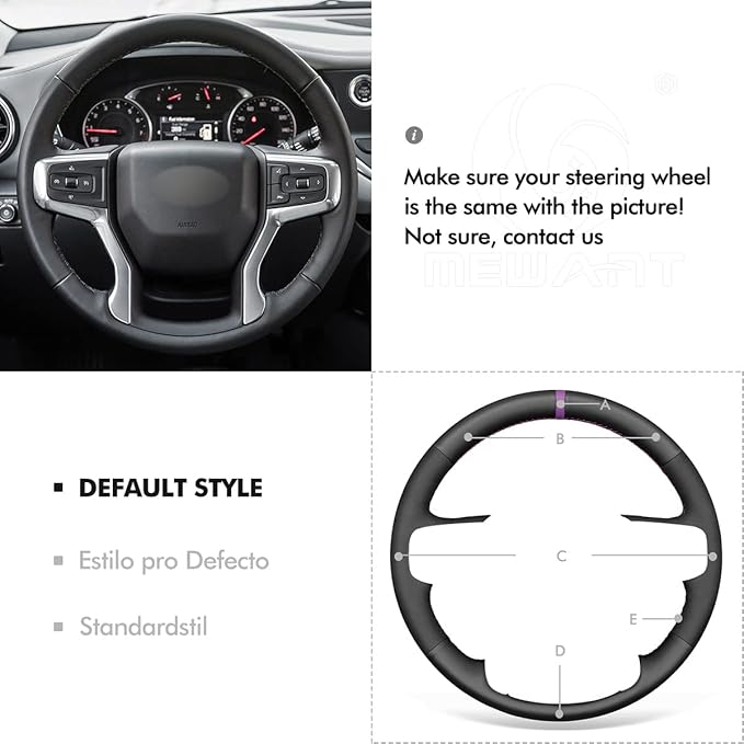 MEWANT Custom DIY Suede Genuine Leather Steering Wheel Wrap Protector for Chevy Silverado 1500 Blazer Suburban