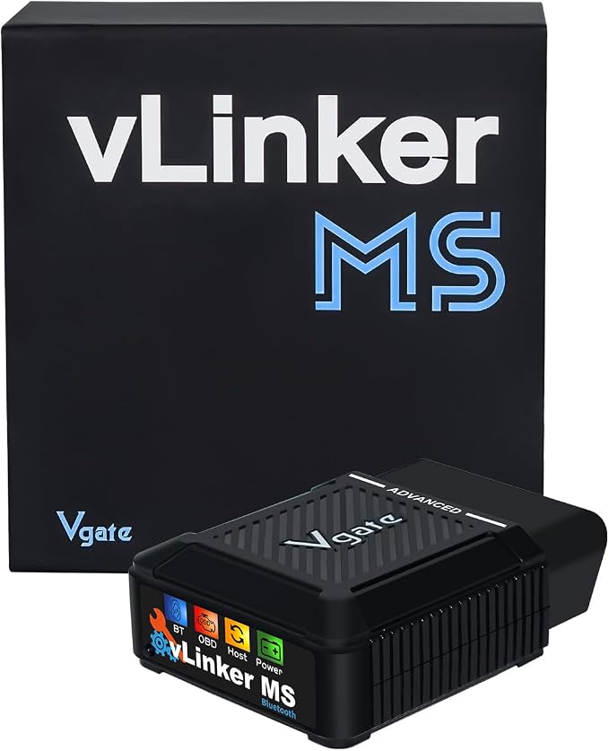 Vgate vLinker MS Bluetooth OBD2 Scanner Fixd Car Diagnostic Tool Code Reader CH-CAN and LS-CAN Work for iOS & Android & Windows, Black