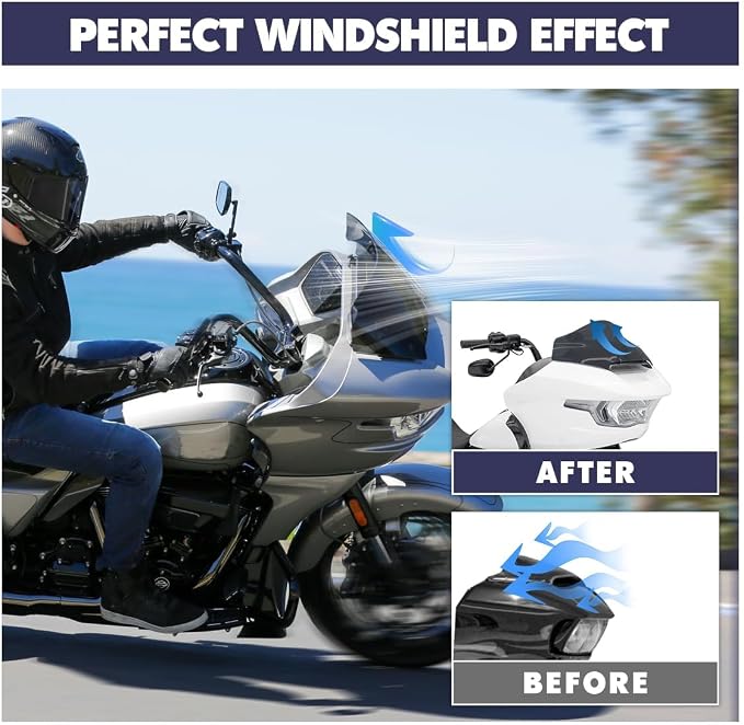 Smoke 10" Wave Windshield Compatible for Harley CVO Road Glide 2024 Wind Shield Windscreen Air Deflector for Harley Davidson Road Glide CVO FLTRXSE 2023-2024 FLTRX FLTRXSTSE 2024