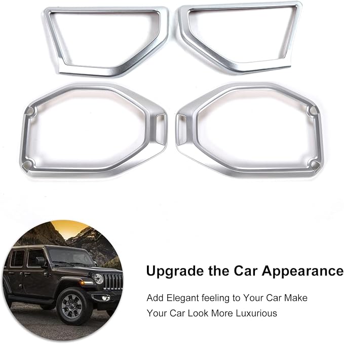A Pillar Speaker Trim Cover & Roof Speaker Audio Trim Cover Ring Kit Decoration Interior Accessories for Jeep Wrangler JL JLU & Gladiator JT 2018-2022,Silver