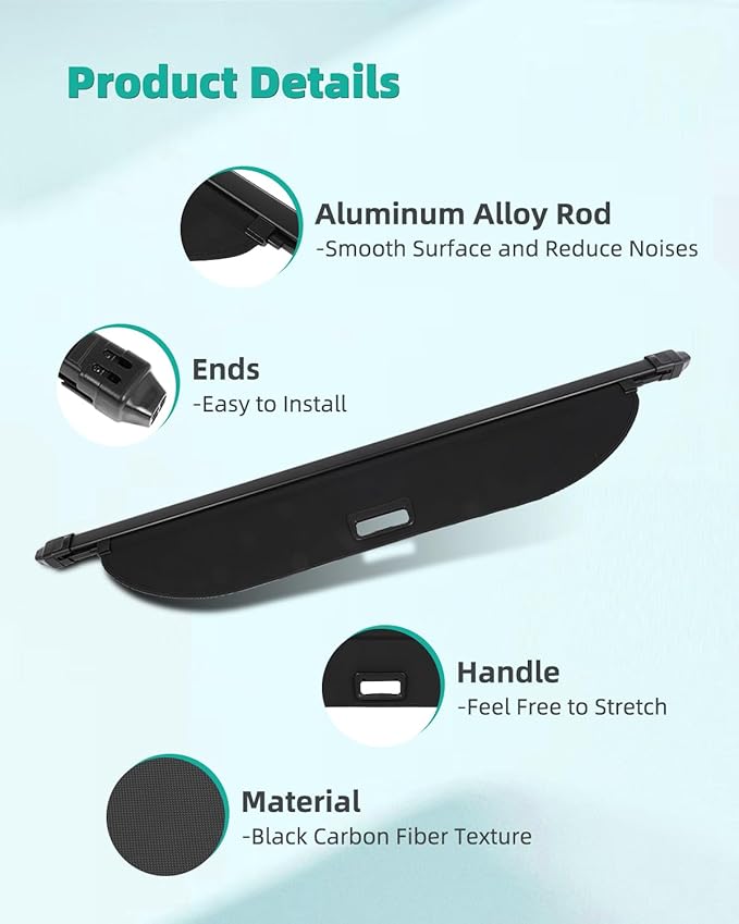 SCITOO Retractable Rear Cargo Cover Shade 2016-2020 Fit for Buick Envision 2.0L Rear Trunk Retractable Security Shade Cover
