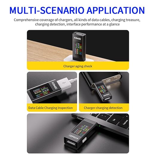 Diymore USB Tester USB Power Meter,USB Cable Tester USB Tester Power Meter,USB Voltage and Current Tester Meter,Power Bank Capacity,Working Time Ammeter Voltmeter USB Cable Charger Detector