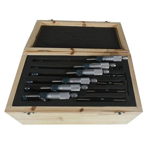 6-Pack Outside Micrometer Set 0-6In Precision Machinist Tools W/Carbide Tips and Ratchet Stop