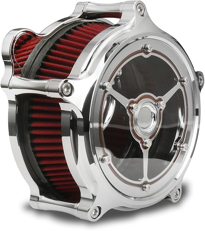 For harley davidson air cleaner filter sportster Touring street glide road king electra Dyna Softail motorcycle air intake (Chromed-clarity red filter, A-For Sportster XL models)