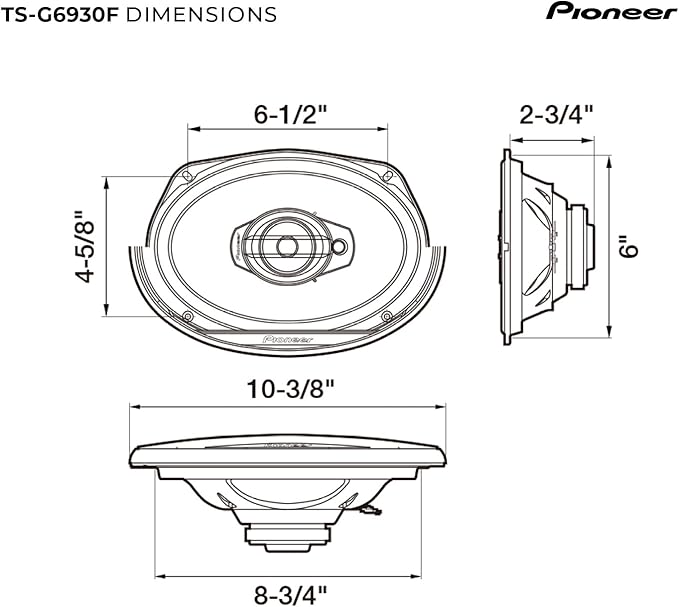PIONEER G-Series TS-G6930F 6” x 9” 3-Way Speakers (Pair) – 400W Max, Balanced Sound + Smooth Treble, Great Stock Replacement, High-Efficiency Speaker Designed for OEM Power