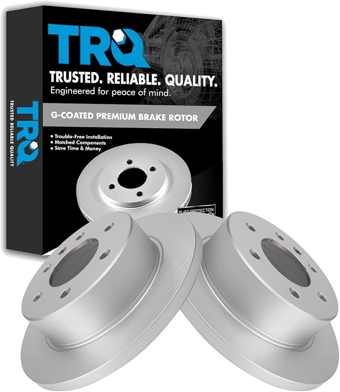 TRQ Rear Brake Rotors Set Solid Premium G-Coated Compatible with 2007-2009 Dodge Sprinter 2500 Sprinter 3500 2007-2018 Freightliner 2010-2018 Mercedes-Benz