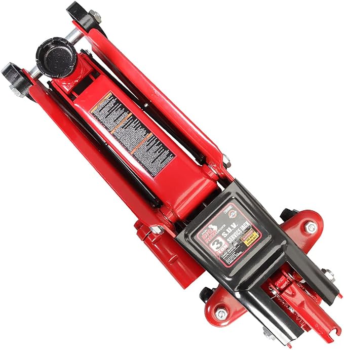 Big RED TAM83006 Torin Hydraulic Trolley Service/Floor Jack with Extra Saddle (Fits: SUVs and Extended Height Trucks), 3 Ton (6,000 lb) Capacity, Red
