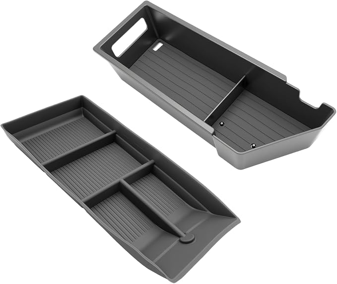 SKTU 2Pcs 2024 2025 2026 Chevy Equinox EV Center Console Organizer 2024-2026 Equinox EV (LT/RS) Console Tray Lower Console Tray 2024 2025 2026 Chevy Equinox EV Accessories Under Console Organizer