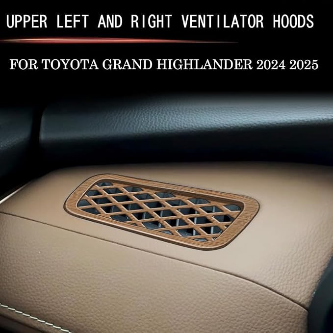 2Pcs Dashboard Upper Left and Right Air Vent Outlet Cover Compatible with Toyota Grand Highlander 2024 2025 2026 Fit for 2024-2026 Grand Highlander ABS Accessories(Carbon Fiber)