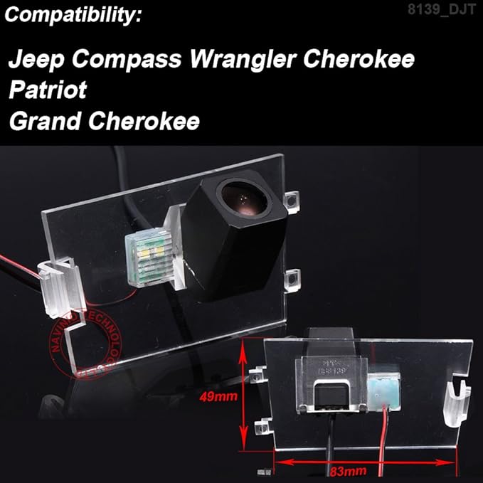 1280x720 Pixels 1000TV Lines Backup Vehicle Camera Waterproof Rear View License Plate Car Rear Reverse Parking for Compass Wrangler Cherokee/Patriot/Grand Cherokee … (Super Pro HD Camera)