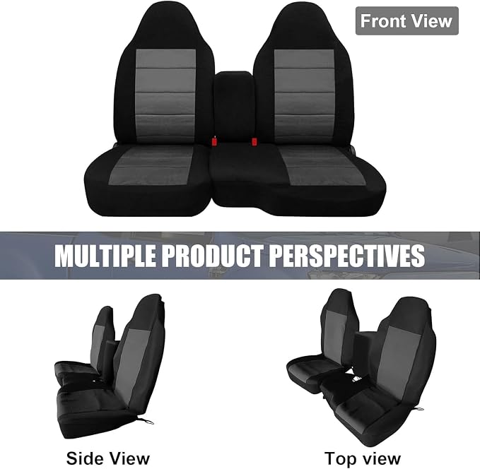 SAPUBK Custom-Fit Seat Covers Replace for 2004-2012 Chevy Colorado/GMC Canyon Front 60/40 Split Bench Seat with Console/Armrest, Knitted Fabric Composite Soft Foam Lining Breathable Seat Cover