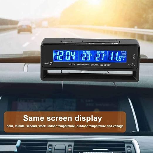 TS-7010V Digital LCD Auto Car Indoor/Outdoor Temperature Thermometer with Alarm Clock