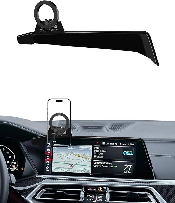 PZK Car Phone Mount Fit for BMW X5 2019-2023/X6 2020-2023/X7 2019-2022 Accessories 12.3-Inch Screen Fixed Clip, Magnetic Car Phone Holder Compatible with Magsafe, 360° Rotation Automobile Cradles