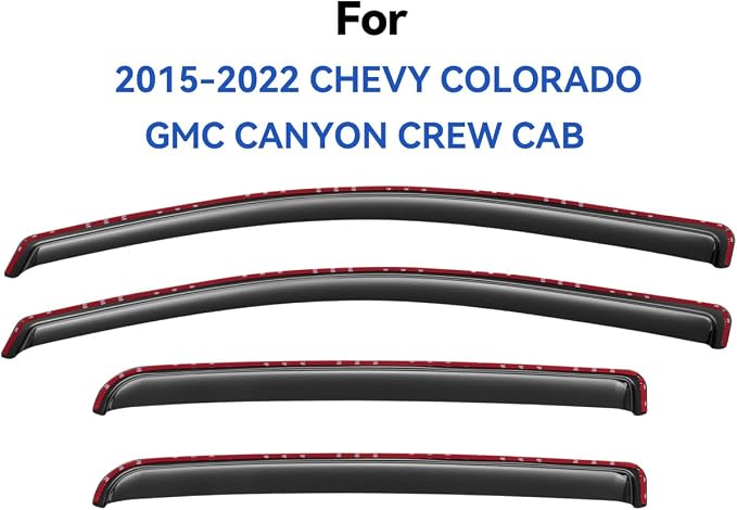 in-Channel Window Visors Rain Guards for 2015-2022 Chevy Colorado/GMC Canyon Crew Cab, Window Vent Wind Deflectors Visors Shades for 15-22 Colorado/Canyon Crew Cab