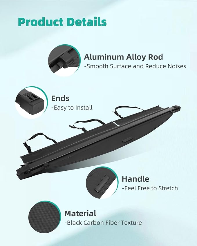 SCITOO Cargo Cover Shade for 2006-2012 Fit for Toyota RAV4 Retractable Rear Trunk Anti-Peeping Privacy Security Luggage Cover