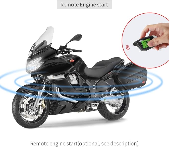 EASYGUARD EM211 2 Way Motorcycle Alarm System with Remote Start Starter Shock Sensor tilt Motion Sensor DC12V LCD Display
