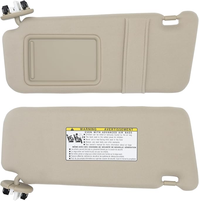 NHILES Left Driver Side Sun Visor Fits for Toyota Camry 2007 2008 2009 2010 2011 Replacement Sun Shade with Light # 74320-33F00-E0 (Beige)