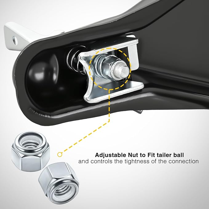 Nilight Class III A-Frame Trailer Coupler with Security Latch&Chain fits 2-Inch Hitch Ball for Pickup Trucks, RV, Boat, Camper, 5000LBS Capacity, Black Powder Coated