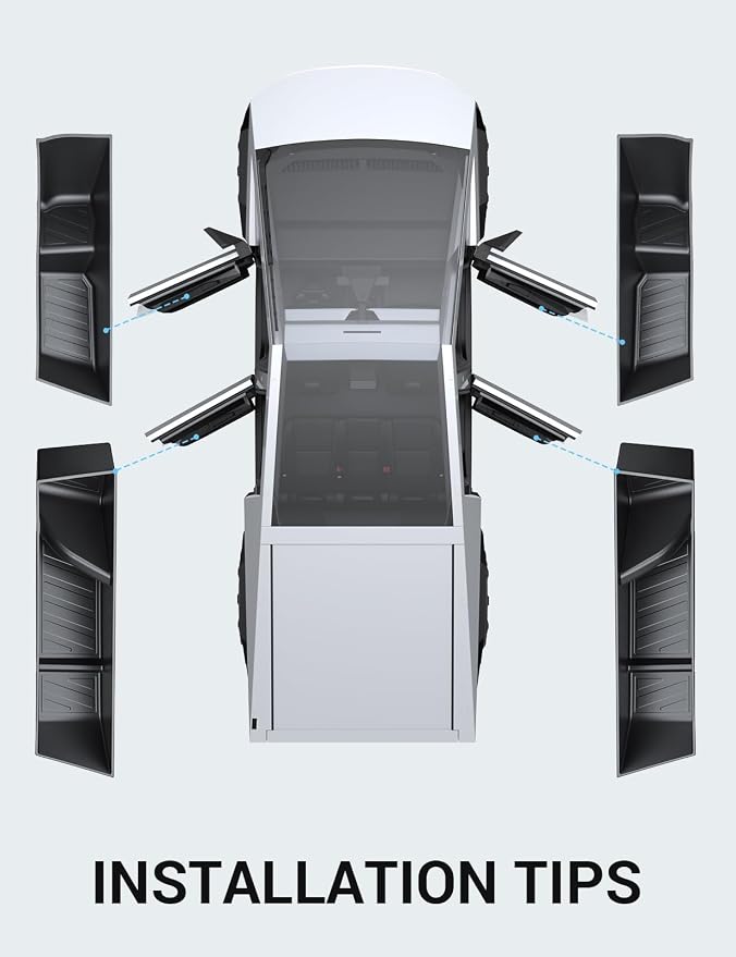 Motrobe Tesla Cybertruck Door Side Storage Box Front Rear Door Tray Organizer Slot Pockets Handle Insert Protector TPE Cybertruck Accessories 2024 2025 4PCS