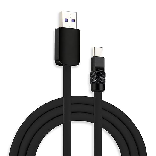 chubbycable Chubby 2.0 USB C 120W Fast Charging Cable Silicone Soft Durable USB C Cable Extra Thick Charger Cord Compatible with iPhone 17-15 Series iPad, Black+Black, USB-A to Type-C, 8.2FT