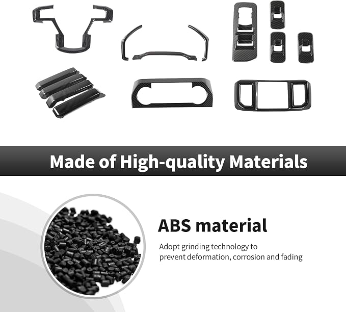 14PCS Carbon Fiber Interior Trim Kits Fit for 2015-2020 Ford F150 Decor Accessories Steering Button Frame Dashboard Door Inner Handle Trim AC Adjustment Rear Air Conditioning Vent Window Lift Panel