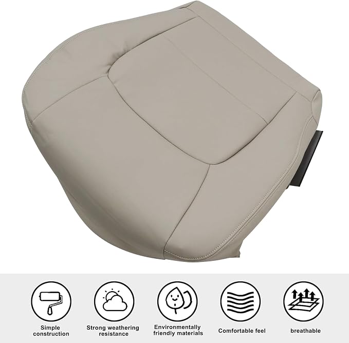 SecosAutoparts Ivory Tan Front Driver side Bottom & Driver side Top Microfiber Leather Replacement Seat Cover Compatible with Lexus LX 470 4x4 AWD 4WD 1998 1999 2000 2001 2002 2003 2004 2005 2006 2007