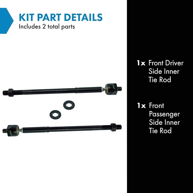 TRQ Front Inner Tie Rod Set 2 Piece Compatible with 2009-2019 Toyota Corolla 09-13 Matrix