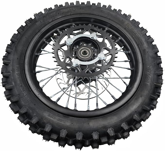 CLEO 80/100-10 Rear Wheel Rim Tire Assembly for 50cc-110cc Dirt Bike taotao TTR SSR CRF Apollo 15mm axle includes 190mm brake disc and 420-41T sprocket