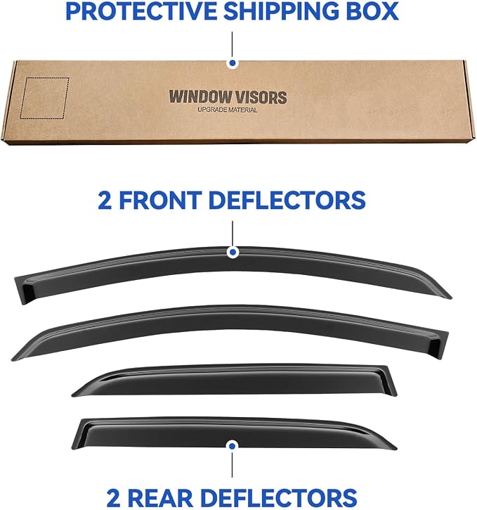 Window Visors Rain Guards for Ford EcoSport 2018 2019 2020 2021 2022, Out-Channel Window Vent Wind Deflectors Visors Shades for 18 19 20 21 22 EcoSport