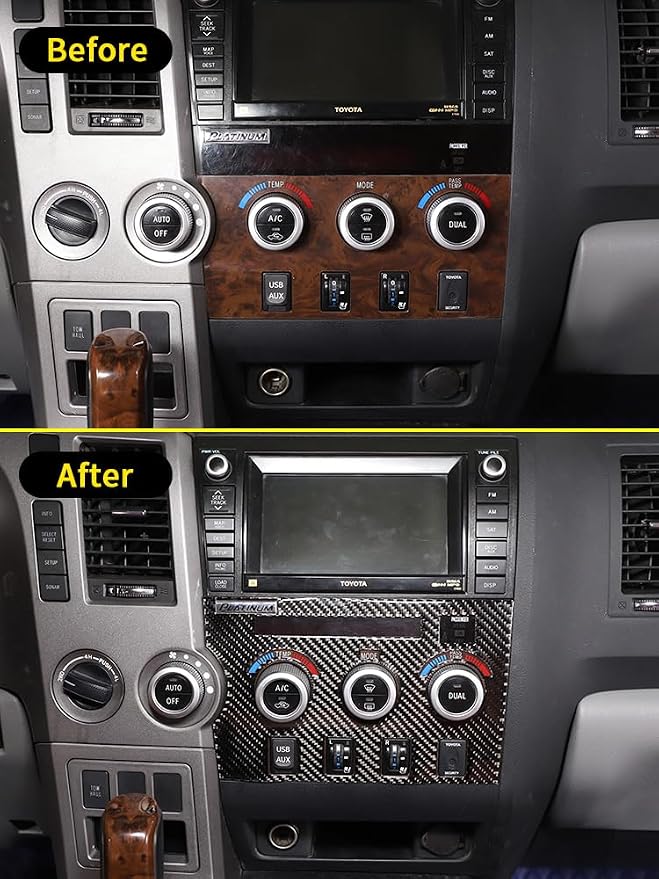 Air Conditioner Adjustment Switch Panel Sticker Fit for Toyota Tundra 2007-2013 Real Carbon Fiber Car Interior Accessories