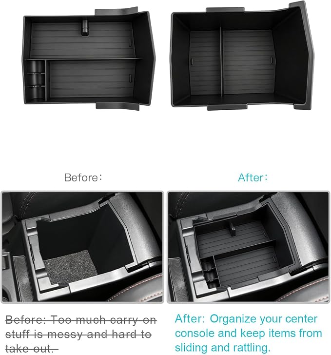 CDEFG 2Pcs for 2026 Subaru Forester Center Console Organizer Tray for 2026 Subaru Forester Premium/Sport/Limited/Touring Accessory Middle Console Double-Layer Armrest Storage Box