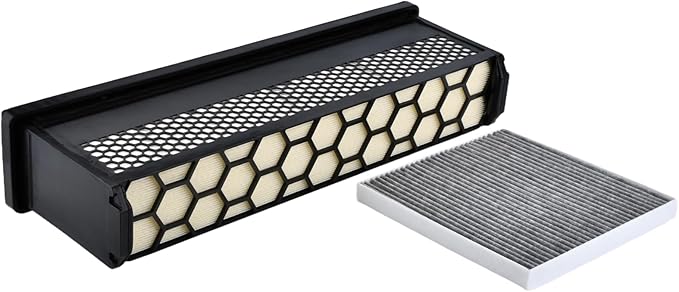 High Flow Engine Air Filter with P609422 Air Filter with Activated Carbon Compatible with Freightliner Cascadia 2008-2017,122SD 2014-2016,Coronado 2010-2016 Replaces AF27879 P609422