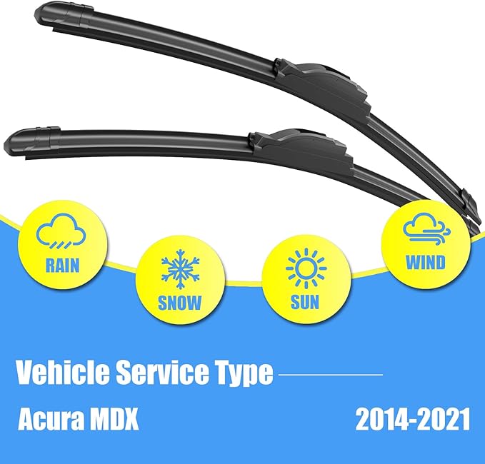 Gavimnal® 26"+20"+14" Silicone Wiper Blades Replacement For Acura MDX 2014-2021,All-Season Front Rear Windshield Wiper Blades(Set of 3)