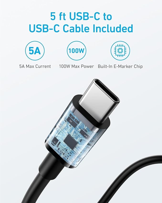 Switch 2 Charger - OEM Style Replacement Fast Charging Power Adapter Accessories with 5FT USB C Cable for Switch OLED, Lite, Steam Deck