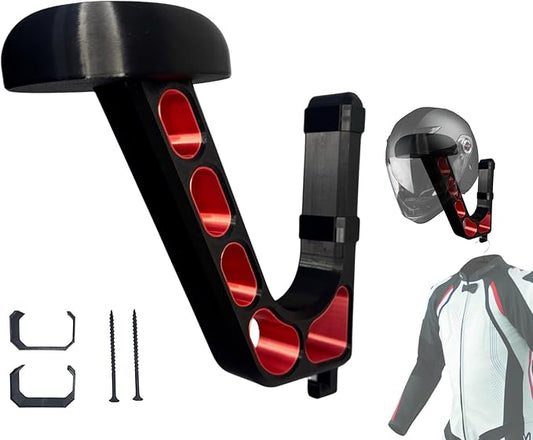 Wall Mounted Helmet Holder – Heavy Duty Motorcycle Helmet Hanger Rack for Garage Storage | Helmet Wall Mount for Motorcycle, Bicycle, Football & VR Headset | 3D Printed PETG Helmet Hook – Red