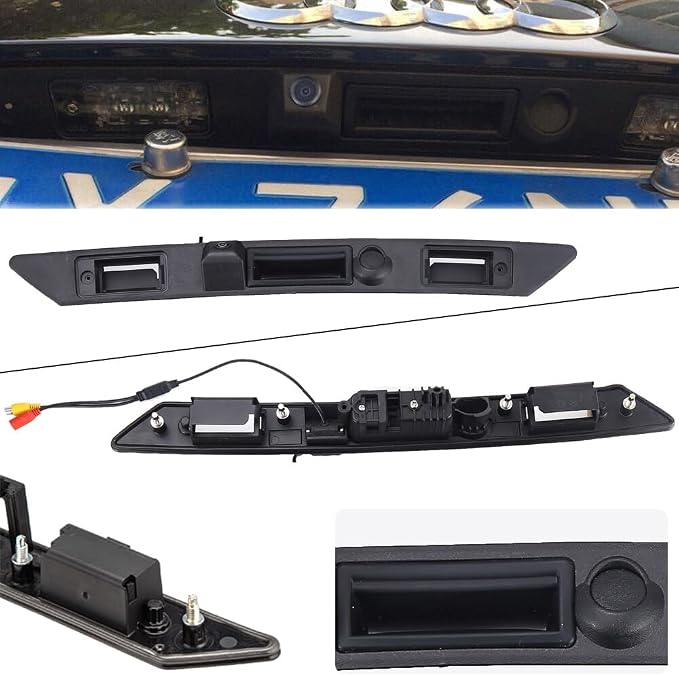 Vehicle HD Car Rear View Camera Trunk Handle with Night Vision Backup Parking Camera Replacement for Audi A3 A4/S5 A4 Limo A6/S6 Q7 RS3 S3 RS4 S4 RS6 S6 A6 A6L (No.LS8001B)