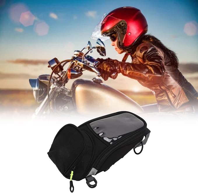 Universal Motorcycle Tank Bag with Strong Magnetic Mount 600D Oxford Fabric and Nylon Material for Cell Phone Navigation Large Capacity Storage Fit for All Motorcycles