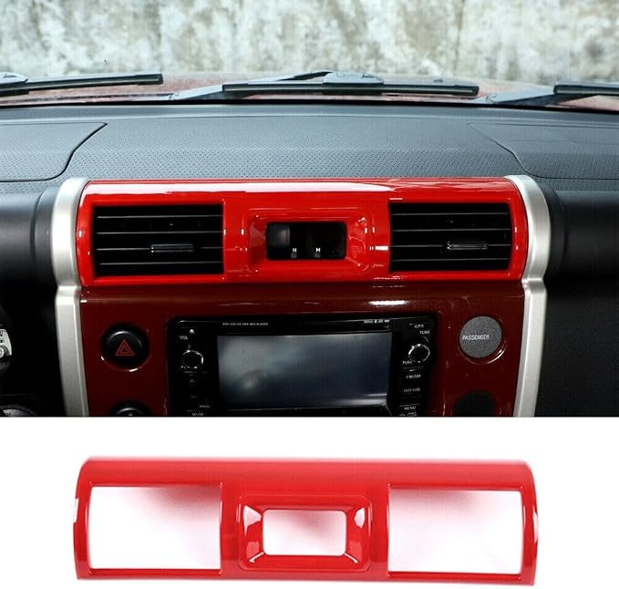 ABS Red Central Control Air Outlet Decorative Frame Cover Trim Fit forToyot-a FJ Cruiser 2007-2021 Car Dashboard Air Vent Molding Strip Cover