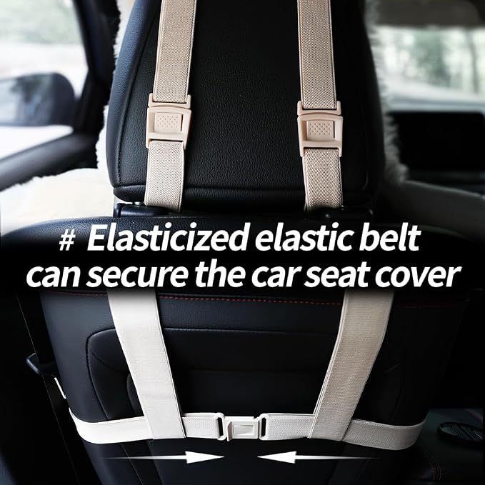 IRIWOOL Fluffy Fur Sheepskin Car Seat Cover Automotive Interior Accessories Seat Covers Accessories Seat Cushions， Soft Natural Pure Wool ，Universal Fits Most Cars SUVs (Black, Universal Fit)