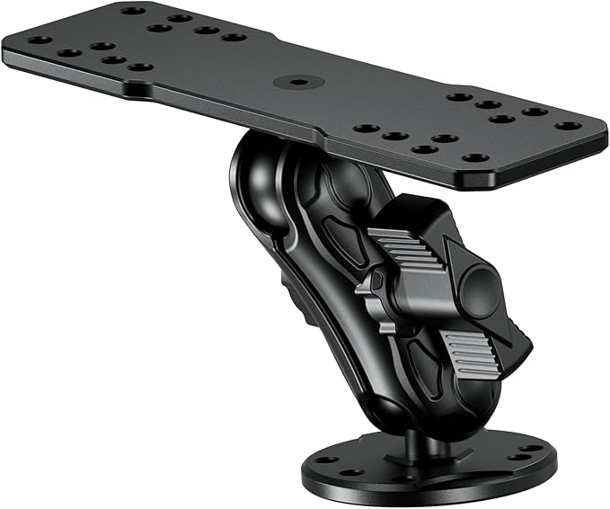 VAZESWIN Aluminum Alloy Fish Finder Mount with B Size 1" Ball Rectangular Plate & Round Base, 3.5" Medium Arm Marine Electronic Mount Compatible with Garmin, Lowrance, Humminbird, Raymarine and More