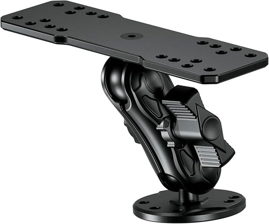 VAZESWIN Aluminum Alloy Fish Finder Mount with B Size 1" Ball Rectangular Plate & Round Base, 3.5" Medium Arm Marine Electronic Mount Compatible with Garmin, Lowrance, Humminbird, Raymarine and More