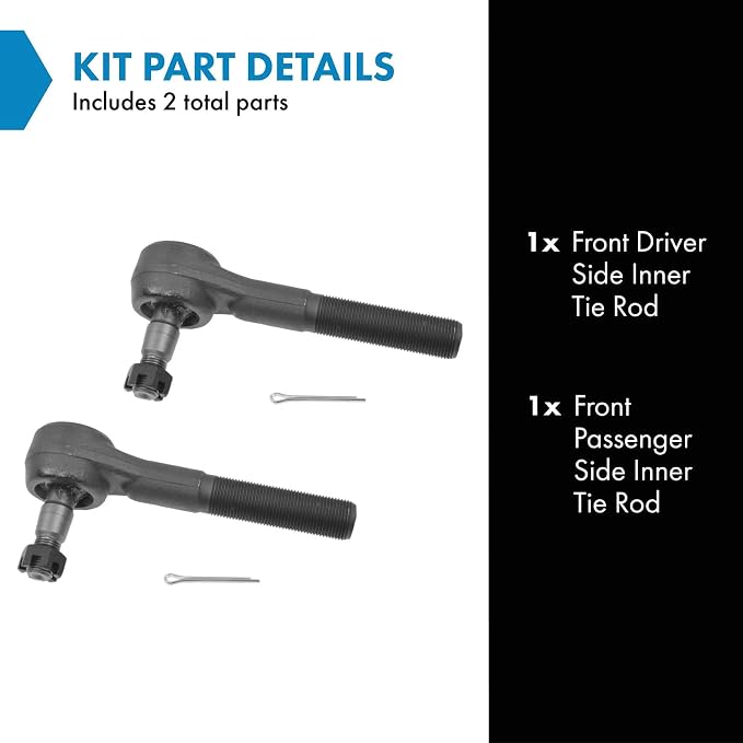 TRQ Front Inner Tie Rod Set 2 Piece Compatible with 1991-1996 Dodge Dakota