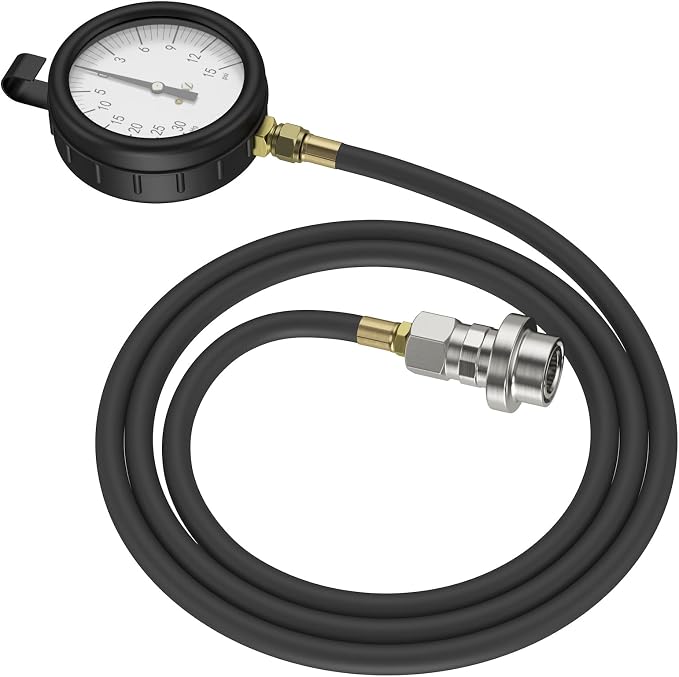 Moker TU-32-6 6.6L GM Duramax Diesel Fuel Pressure & Vacuum Test Kit – 3.5” Gauge with 6ft Hose & Quick Coupler – Accurate Fuel System Diagnostics for Duramax Engines