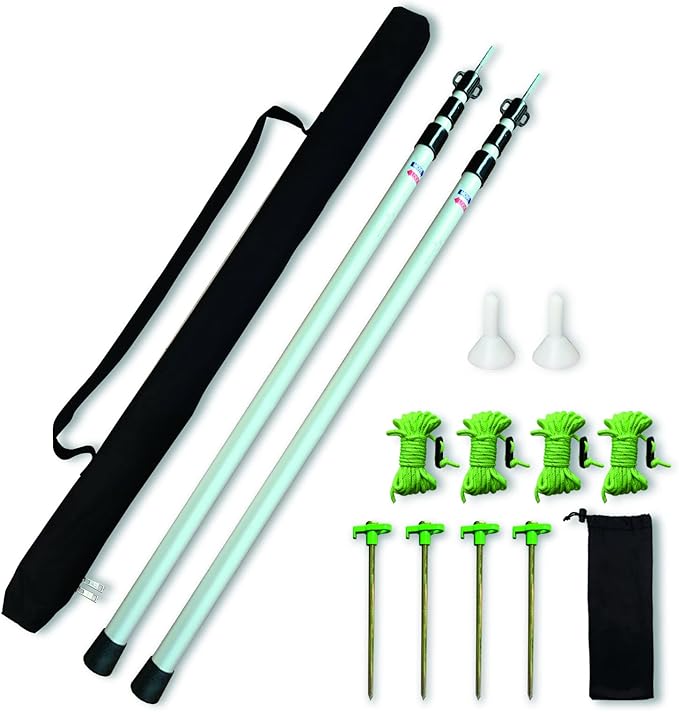 Dulepax RV Awning Sun Shade Poles. Set of Two, Adjustable Aluminum Rods for RV Awning Shade Screen.Expand The Rest Space or Park Vehicles.Comes with 4 Ground Nails,4 Wind Ropes.