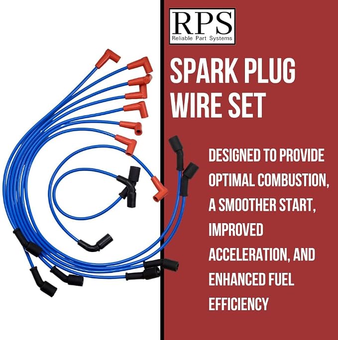 Spark Plug Wire Set for 5.0, 5.7, 6.2 Mercruiser and Volvo Penta with Flat Cap distributors Compatible with Mercruiser 84-863656A1 Compatible with Volvo Penta 3888328 Replaces Sierra 18-8828-1