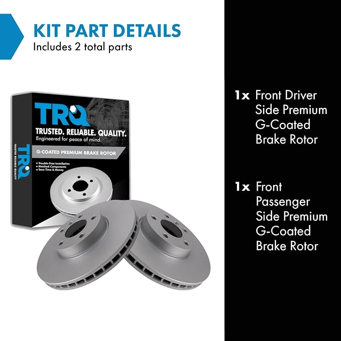TRQ Front Brake Rotor Set G Coated Vented Compatible with 2007-2018 BMW X5 2011-2019 X6