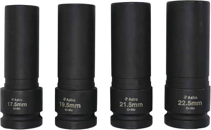 Astro Tools 11-Piece 3/8" Drive Socket Set 9.5-19.5mm and 4-Piece 1/2" Drive Thin Wall Lug Nut Socket Set 17.5-22.5mm
