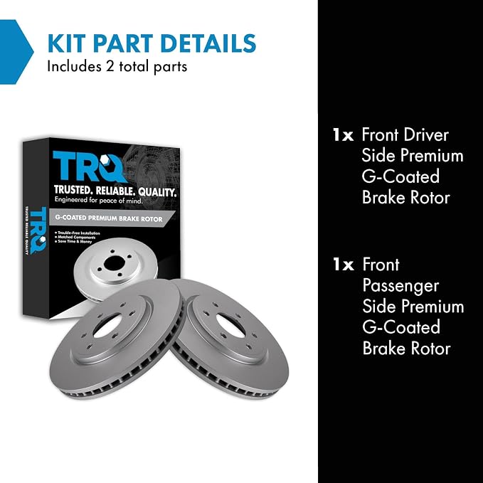 TRQ Front Brake Rotor Set G Coated Vented Compatible with 2005-2024 Nissan Frontier 2005-2012 Pathfinder 2005-2015 Xterra 2009-2012 Suzuki Equator