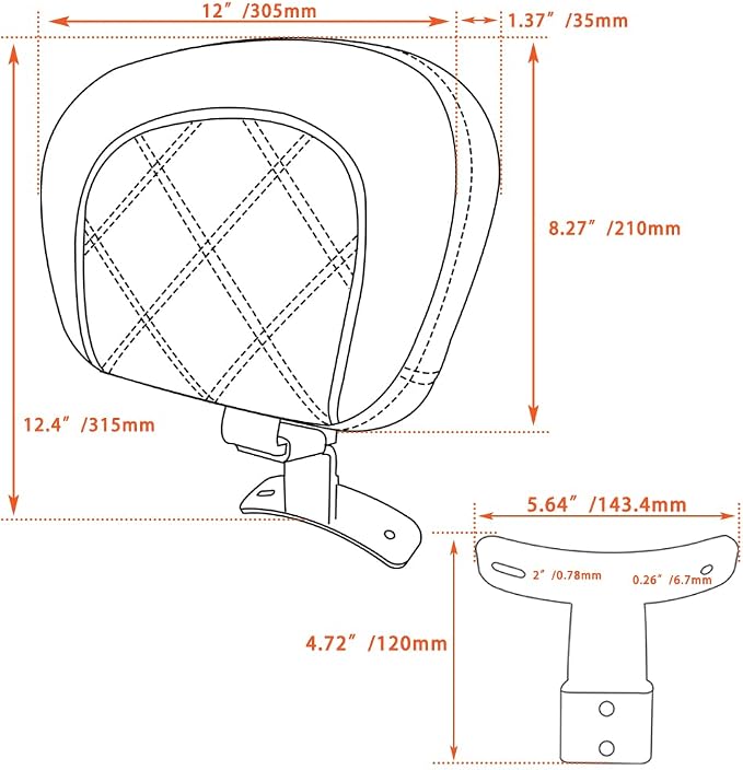 FOVPLUE Rider Backrest,Adjustable Driver Backrest Pad Kit fits for Harley Touring CVO Road Glide Road King Electra Glide Street Glide FLHR FLTRX FLHX FLHT 2009-2023,Double Red Stitching